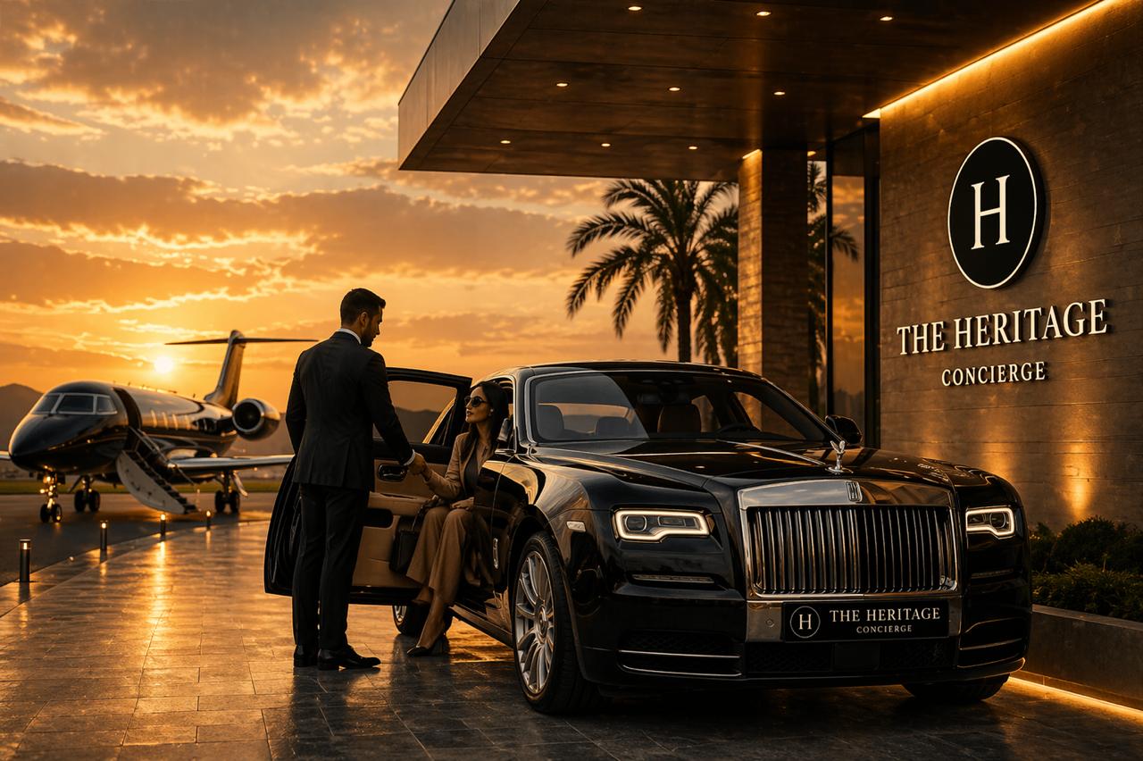 Heritage Concierge arrival with private aviation and chauffeur service
